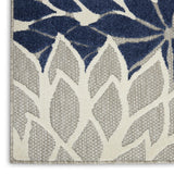 2' X 8' Ivory And Blue Floral Indoor Outdoor Area Rug - Homeroots