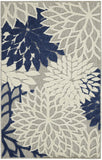 3' X 4' Ivory And Blue Floral Indoor Outdoor Area Rug - Homeroots