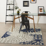 4' X 6' Ivory And Blue Floral Indoor Outdoor Area Rug - Homeroots