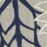 4' Round Ivory And Blue Round Floral Indoor Outdoor Area Rug - Homeroots