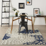5' X 8' Ivory And Blue Indoor Outdoor Area Rug - Homeroots