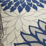 7' X 10' Ivory And Blue Floral Indoor Outdoor Area Rug - Homeroots