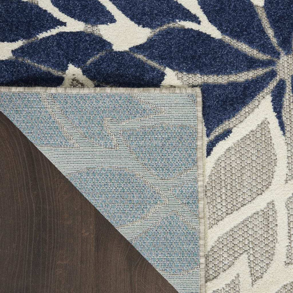 7' X 10' Ivory And Blue Floral Indoor Outdoor Area Rug - Homeroots - Flyclothing LLC