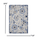 8' X 11' Blue And Gray Floral Indoor Outdoor Area Rug - Homeroots - Flyclothing LLC