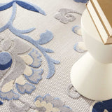 8' Round Blue And Gray Round Floral Indoor Outdoor Area Rug - Homeroots - Flyclothing LLC