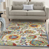 4' X 6' Ivory/Multi Floral Indoor Outdoor Area Rug - Homeroots - Flyclothing LLC
