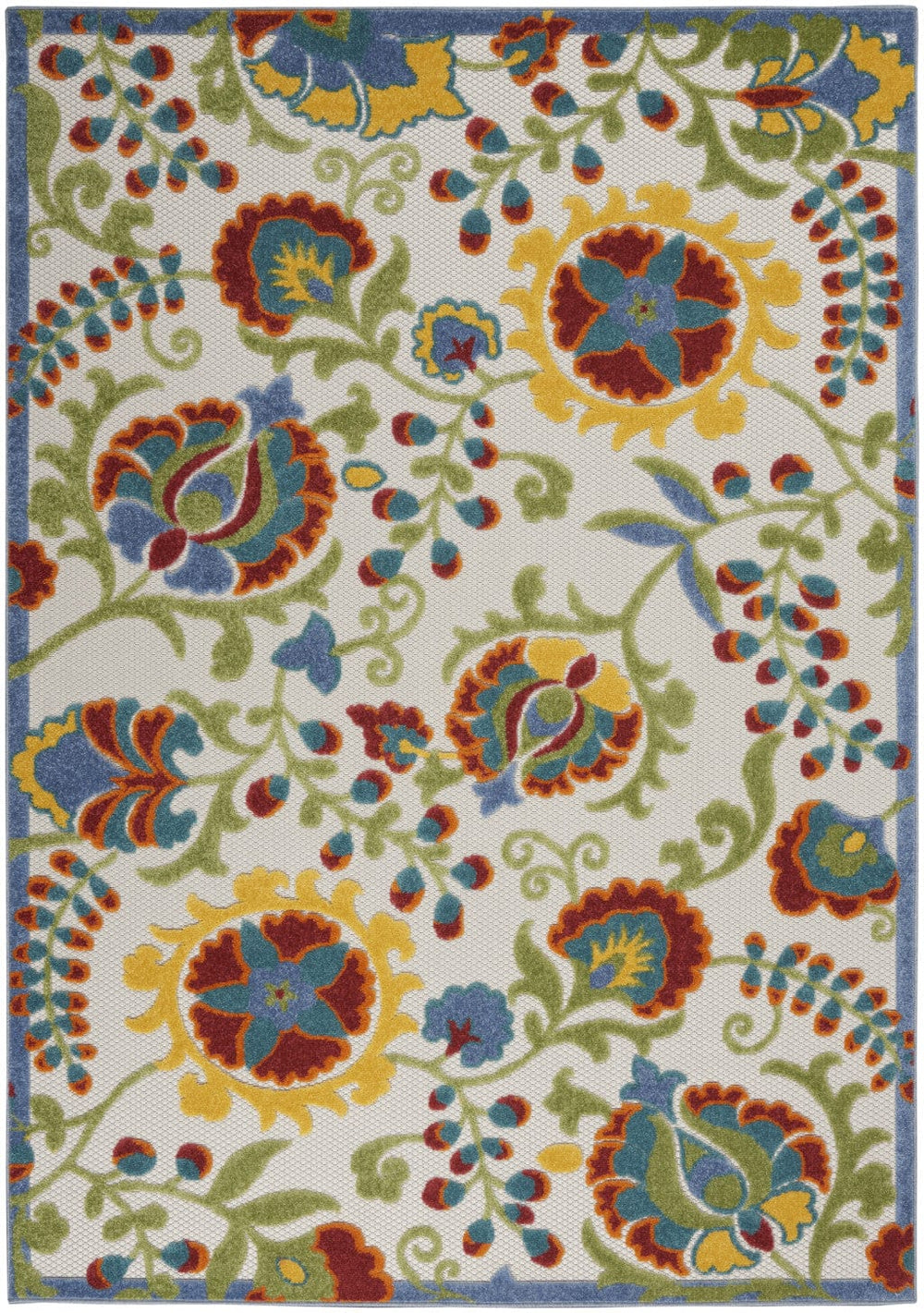 4' X 6' Ivory/Multi Floral Indoor Outdoor Area Rug - Homeroots
