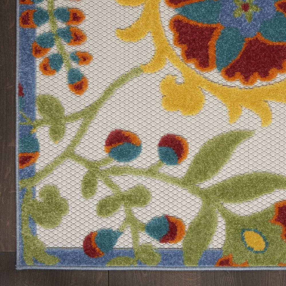 4' X 6' Ivory/Multi Floral Indoor Outdoor Area Rug - Homeroots - Flyclothing LLC