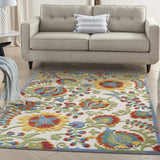 5' X 7' Ivory/Multi Floral Indoor Outdoor Area Rug - Homeroots - Flyclothing LLC