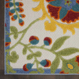 5' X 7' Ivory/Multi Floral Indoor Outdoor Area Rug - Homeroots