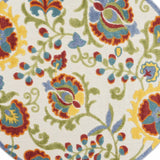 5' Round Green And Ivory Round Floral Indoor Outdoor Area Rug - Homeroots