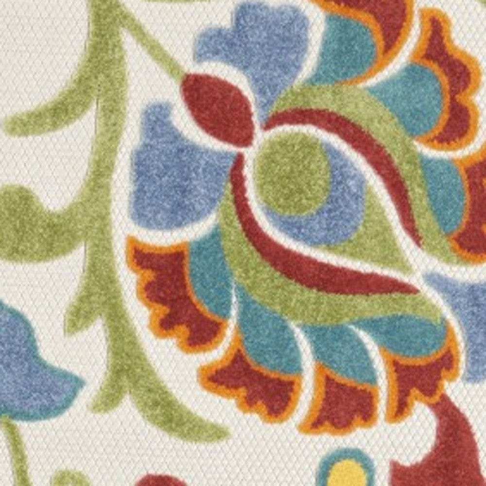 8' Round Green And Ivory Round Floral Indoor Outdoor Area Rug - Homeroots - Flyclothing LLC