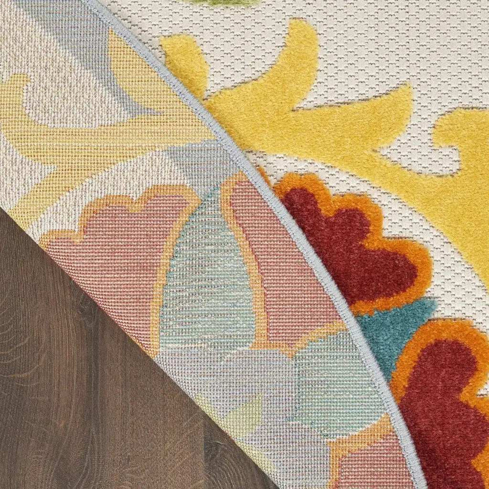 8' Round Green And Ivory Round Floral Indoor Outdoor Area Rug - Homeroots - Flyclothing LLC