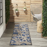 2' X 8' Blue And Gray Floral Indoor Outdoor Area Rug - Homeroots - Flyclothing LLC