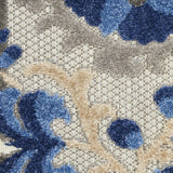 2' X 12' Natural and Blue Indoor Outdoor Runner Rug - Homeroots