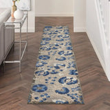 2' X 12' Natural and Blue Indoor Outdoor Runner Rug - Homeroots