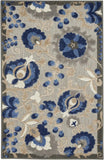 3' X 4' Blue And Gray Floral Indoor Outdoor Area Rug - Homeroots