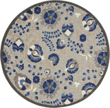 4' Round Blue And Gray Round Floral Indoor Outdoor Area Rug - Homeroots - Flyclothing LLC