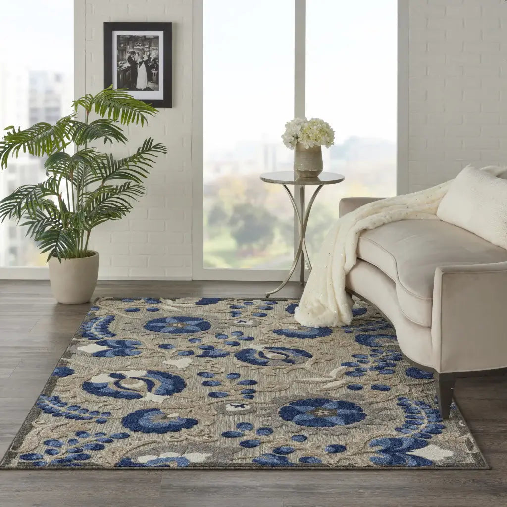 5' X 8' Blue And Gray Indoor Outdoor Area Rug - Homeroots - Flyclothing LLC