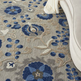 6' X 9' Blue And Gray Floral Indoor Outdoor Area Rug - Homeroots