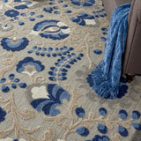 7' X 10' Blue And Gray Floral Indoor Outdoor Area Rug - Homeroots - Flyclothing LLC