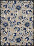7' X 10' Blue And Gray Floral Indoor Outdoor Area Rug - Homeroots