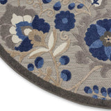 8' Round Blue And Gray Round Floral Indoor Outdoor Area Rug - Homeroots - Flyclothing LLC