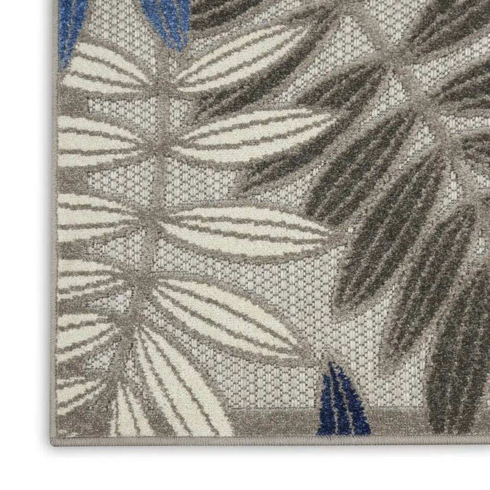 2' X 10' Grey/Blue Floral Indoor Outdoor Area Rug - Homeroots - Flyclothing LLC