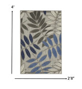 3' X 4' Blue And Gray Floral Indoor Outdoor Area Rug - Homeroots - Flyclothing LLC