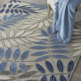 4' X 6' Grey/Blue Floral Indoor Outdoor Area Rug - Homeroots - Flyclothing LLC