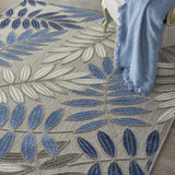 4' X 6' Grey/Blue Floral Indoor Outdoor Area Rug - Homeroots