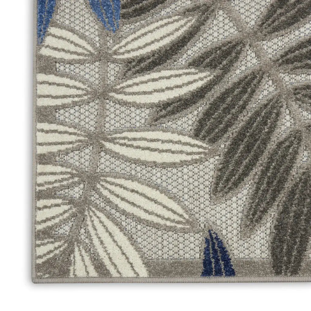 4' X 6' Grey/Blue Floral Indoor Outdoor Area Rug - Homeroots - Flyclothing LLC