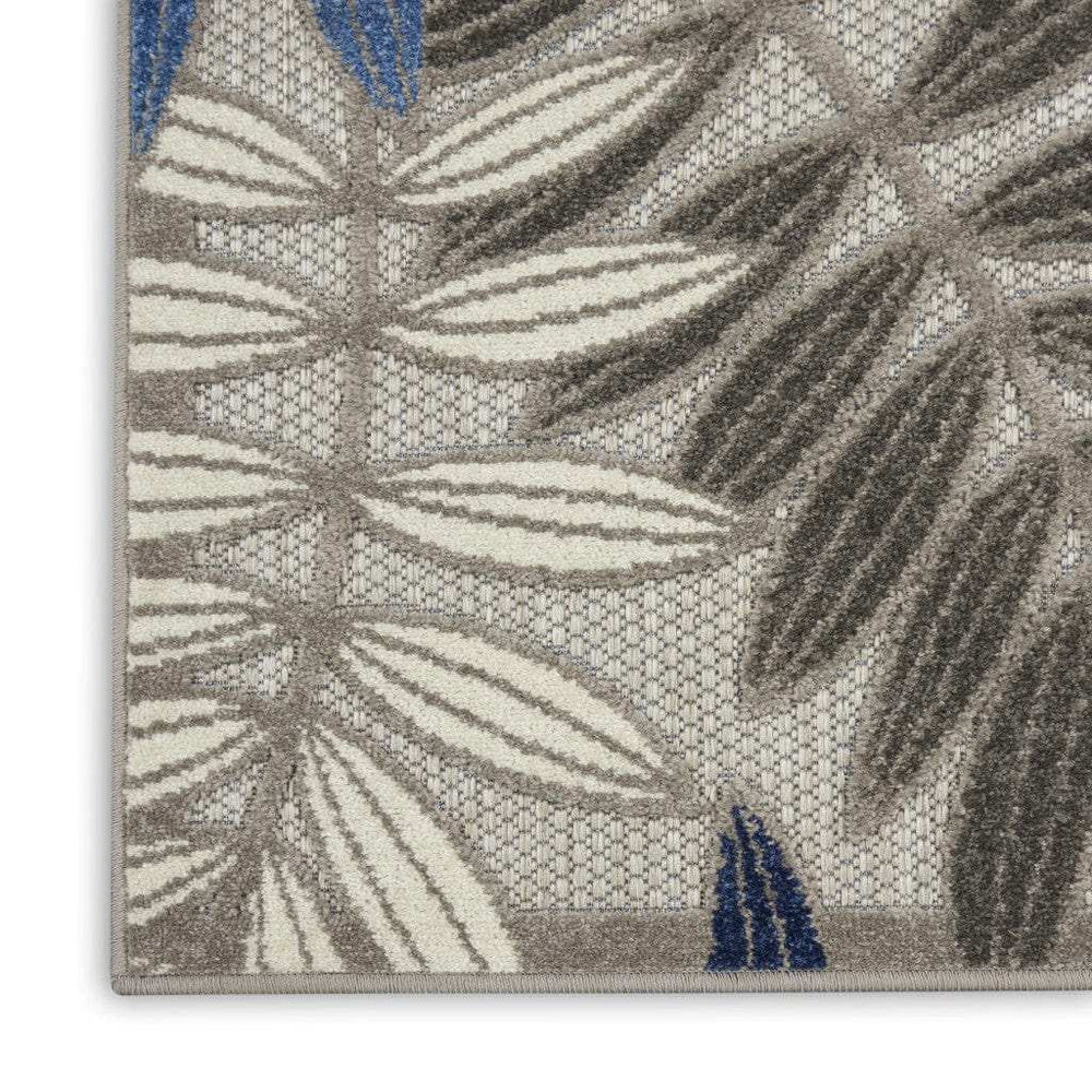 5' X 7' Blue And Gray Floral Stain Resistant Indoor Outdoor Area Rug - Homeroots - Flyclothing LLC