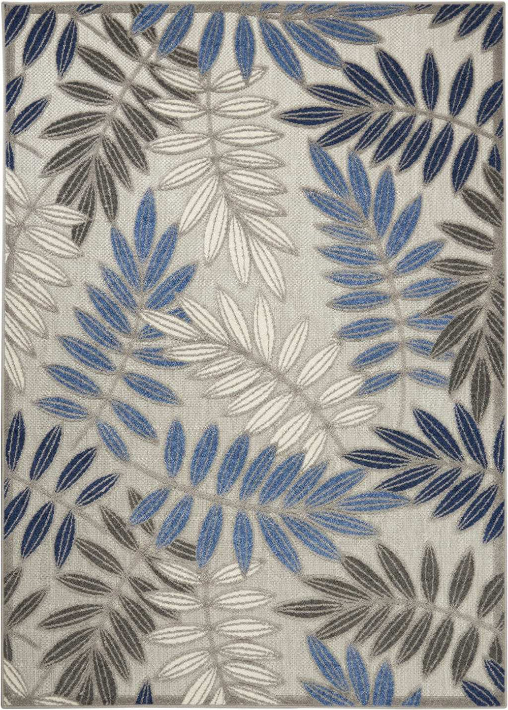 5' X 7' Blue And Gray Floral Stain Resistant Indoor Outdoor Area Rug - Homeroots - Flyclothing LLC