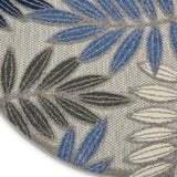 5' Round Blue And Gray Round Floral Indoor Outdoor Area Rug - Homeroots - Flyclothing LLC