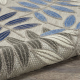 5' Round Blue And Gray Round Floral Indoor Outdoor Area Rug - Homeroots - Flyclothing LLC