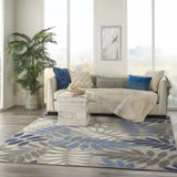 6' X 9' Grey/Blue Floral Indoor Outdoor Area Rug - Homeroots - Flyclothing LLC