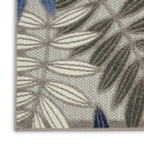 8’ X 11’ Gray And Blue Leaves Indoor Outdoor Area Rug - Homeroots - Flyclothing LLC