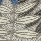 8’ X 11’ Gray And Blue Leaves Indoor Outdoor Area Rug - Homeroots - Flyclothing LLC