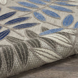 8’ X 11’ Gray And Blue Leaves Indoor Outdoor Area Rug - Homeroots - Flyclothing LLC