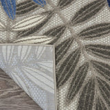 8’ X 11’ Gray And Blue Leaves Indoor Outdoor Area Rug - Homeroots - Flyclothing LLC