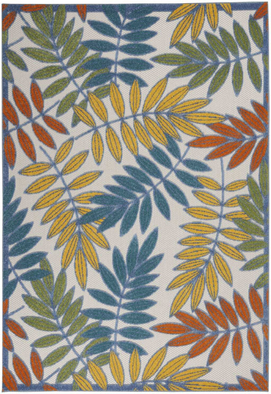 4' X 6' Green And Ivory Floral Indoor Outdoor Area Rug - Homeroots - Flyclothing LLC