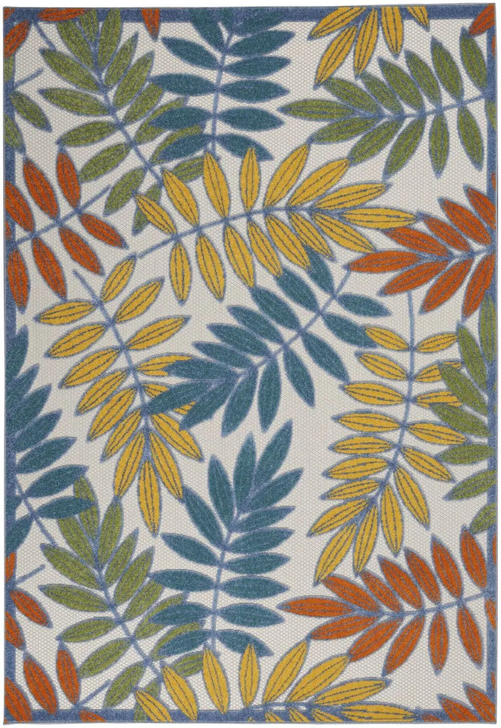 5' X 8' Green And Ivory Floral Indoor Outdoor Area Rug - Homeroots