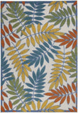 5' X 8' Green And Ivory Floral Indoor Outdoor Area Rug - Homeroots
