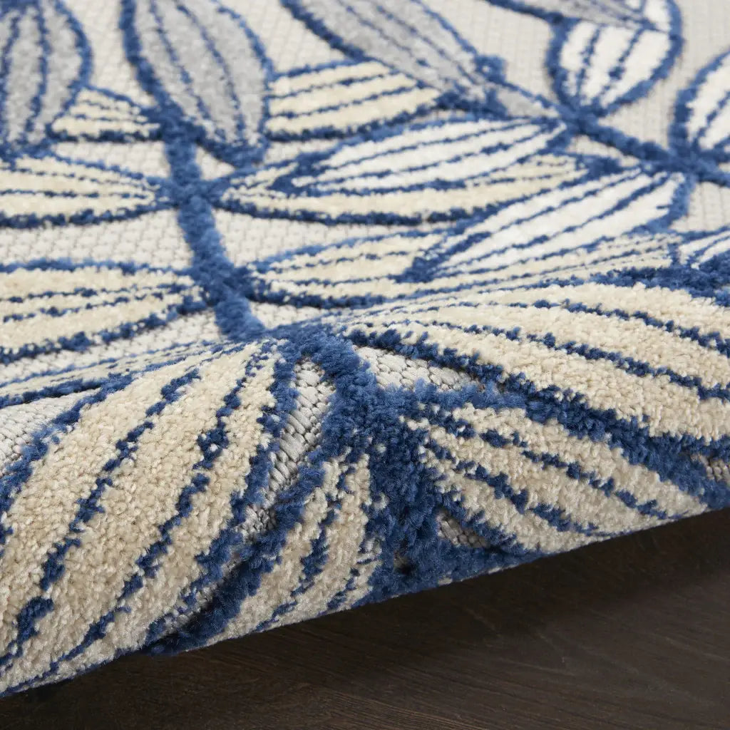 4' X 6' Ivory And Blue Floral Indoor Outdoor Area Rug - Homeroots - Flyclothing LLC