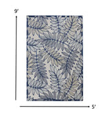 4' X 6' Ivory And Blue Floral Indoor Outdoor Area Rug - Homeroots - Flyclothing LLC