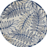 4' Round Ivory And Blue Round Floral Indoor Outdoor Area Rug - Homeroots