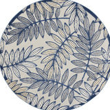 5' Round Ivory And Blue Round Floral Indoor Outdoor Area Rug - Homeroots