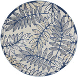 5' Round Ivory And Blue Round Floral Indoor Outdoor Area Rug - Homeroots