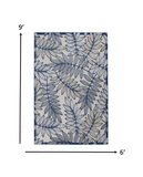 6' X 9' Ivory And Blue Floral Indoor Outdoor Area Rug - Homeroots